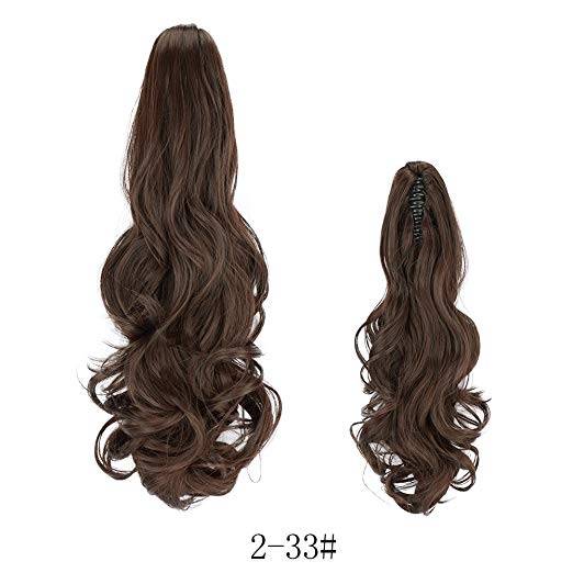 20〞Claw Ponytail Clip in Hair Extensions Hairpiece Synthetic Light Curly Soft Silky Nature Looking Heat-Resisting Different Colors for Women Fashion and Beauty-2/33#